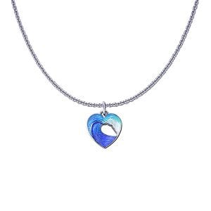 Heart of the Sea Wave Necklace - Sterling Silver Hard-Fired Enamel with Chain